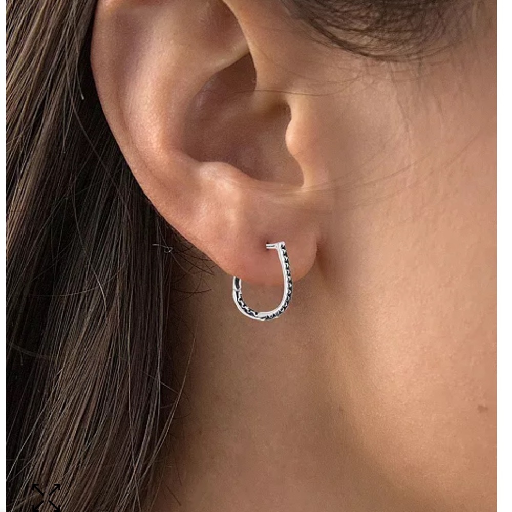Black Spinel Sterling silver hoop earrings 3/4 inch Macy’s